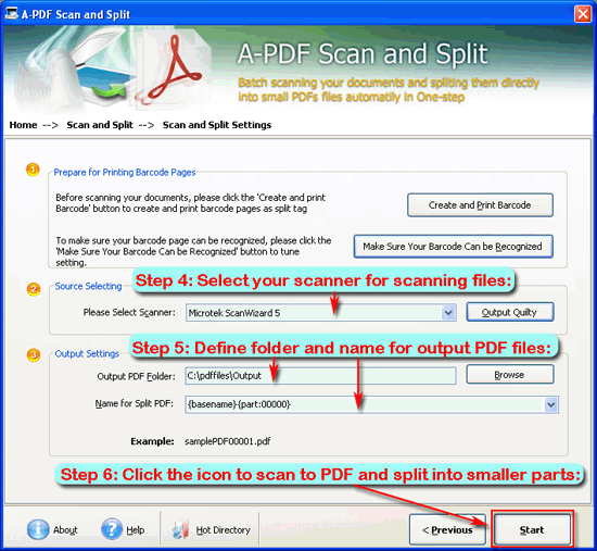 a-pdf scan and split scanner output